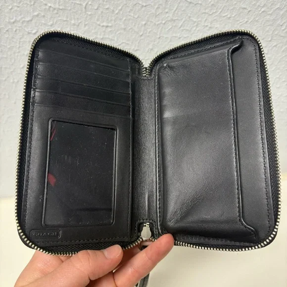 Coach Signature Black Wristlet Phone Wallet - Picture 6 of 8